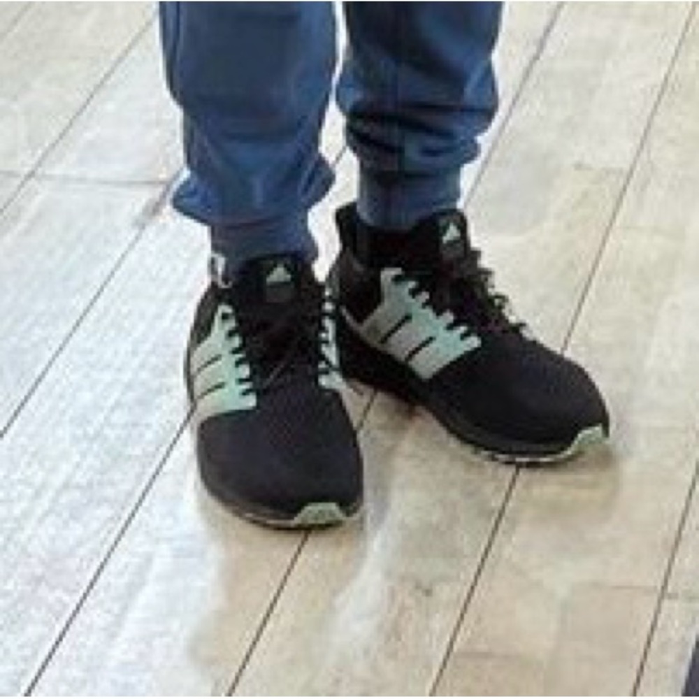 Adidas Black and Light Green Running Shoes